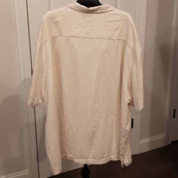 Caribbean Silk Cotton Beige Button-Down Shirt - Picture 3 of 11